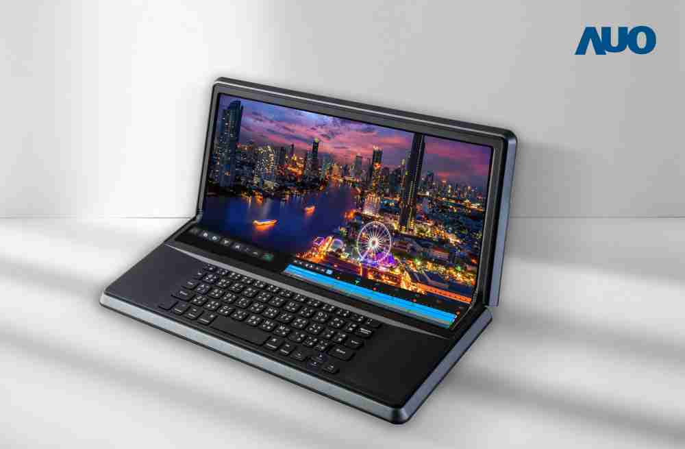 人生就是博14.6吋Micro LED折迭显示屏幕，，搭配半径4mm的弯折绞炼，，，以及高画素、、高亮度、、、高对比度的显示技术特点，，即便在大视角下仍保有绝佳色相与亮度