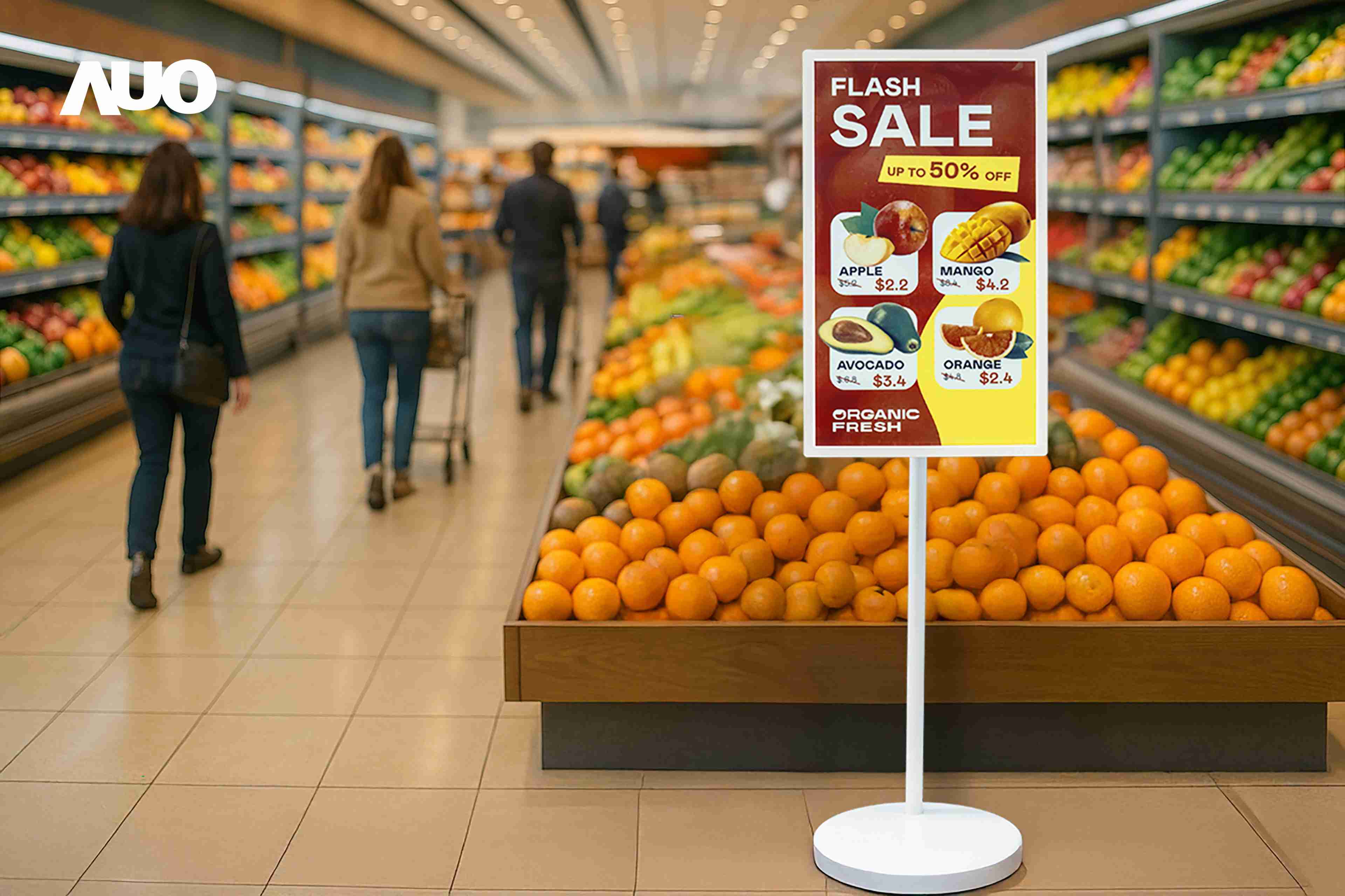 达擎首亮相低功耗、、、全彩的〝aecoPost电子纸解决方案〞，，，，仅在更新画面时需要微量的电力驱动，，，无需布建电线的便捷设计，，，使其可灵活应用、、、随意置放，，，并可透过云端或行动装置app，，，，轻松管理及排程广告内容，，，，晋升店头营销利器。。