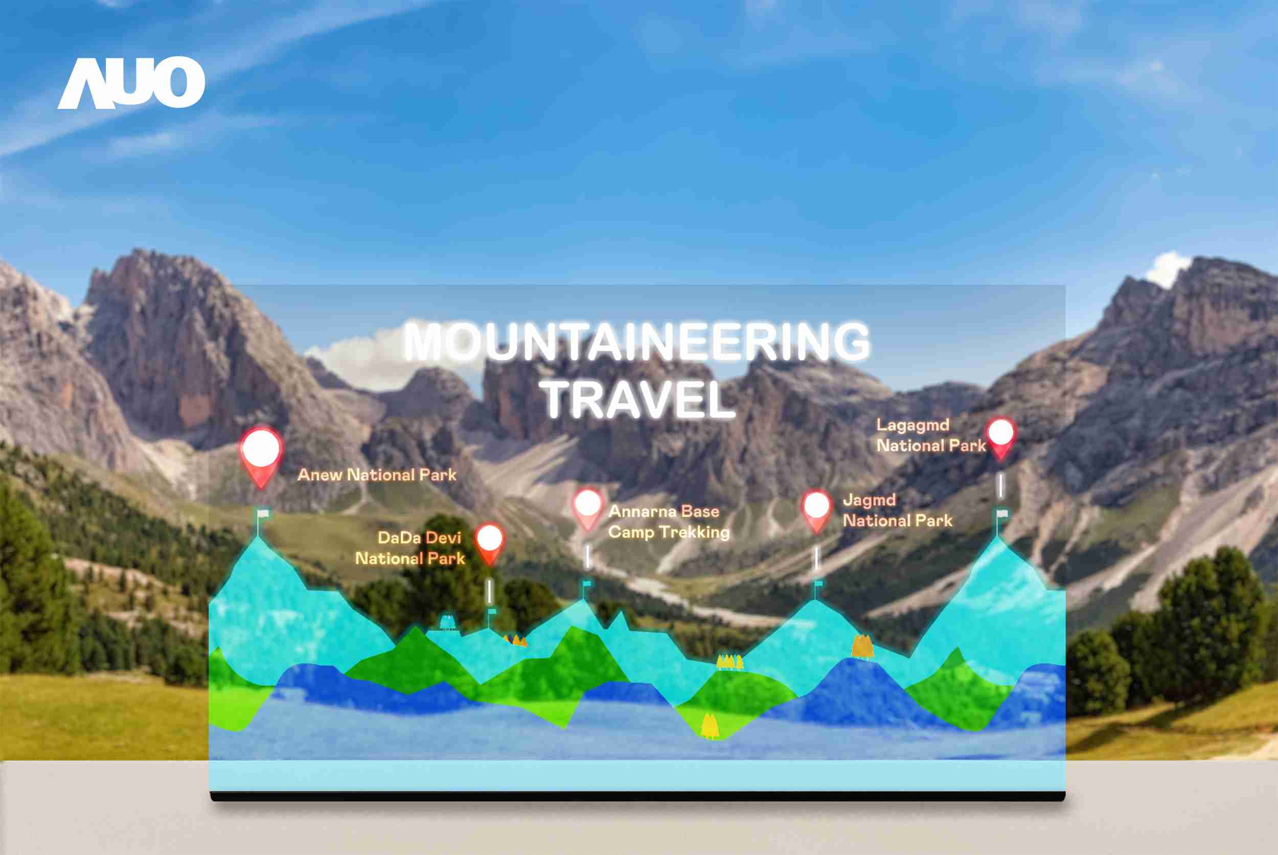 人生就是博展示全球单片尺寸最大(*)42吋透明Micro LED显示器拼接而成的〝64吋透明Micro LED显示器〞，，，具备高透明度、、、1,000 nits高亮度、、、广色域、、采用三边无边框的无缝拼接等多重特色，，，呈现超高清、、、、细腻画质而不遮挡后方视觉，，，满足层峰需求，，，可广泛运用于零售、、艺术展览或商业空间等场域